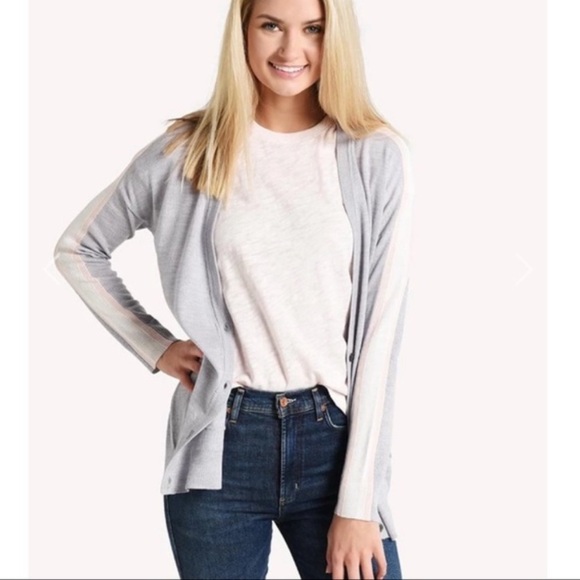 ATM Anthony Thomas Melillo Sweaters - ATM Schoolboy gray and pink wool button cardigan
